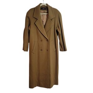Stephanie Mathews VTG Long Wool Pea Coat Camel Brown Professional Women's Sz 10